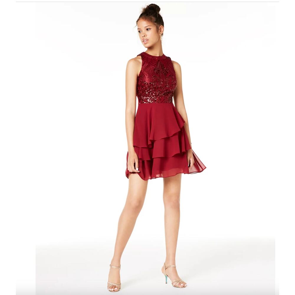 City Studio Tiered Fit & Flare party Dress size L